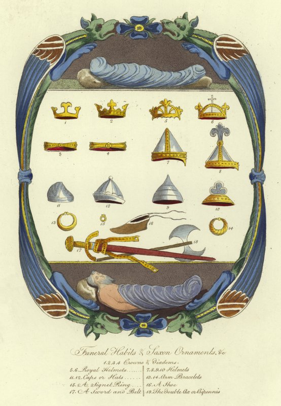 Beerdigungsgewänder und sächsische Ornamente von English School