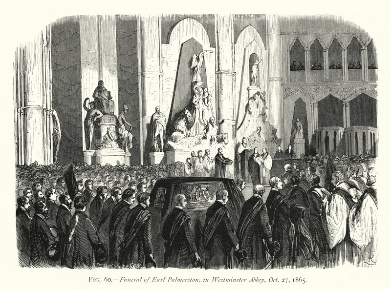 Beerdigung von Earl Palmerston in der Westminster Abbey, 27. Oktober 1865 von English School