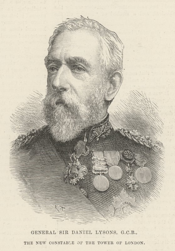 General Sir Daniel Lysons, GCB, der neue Konstabler des Tower of London von English School