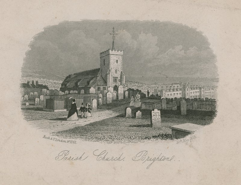 Allgemeine Ansicht der Pfarrkirche in Brighton von English School