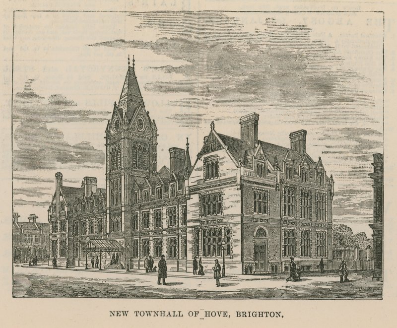 Allgemeine Ansicht des neuen Rathauses von Hove von English School
