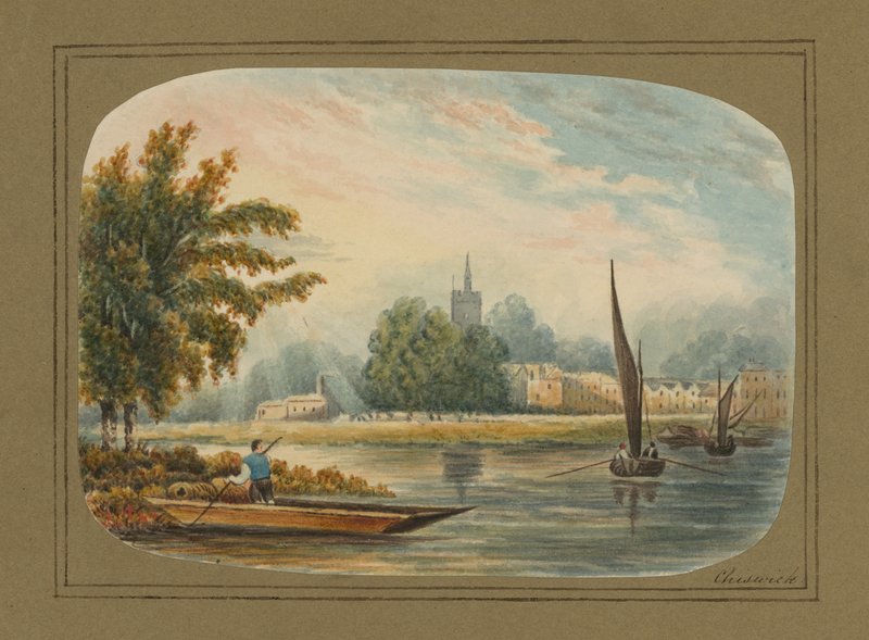 Gesamtansicht über die Themse bei Chiswick von English School