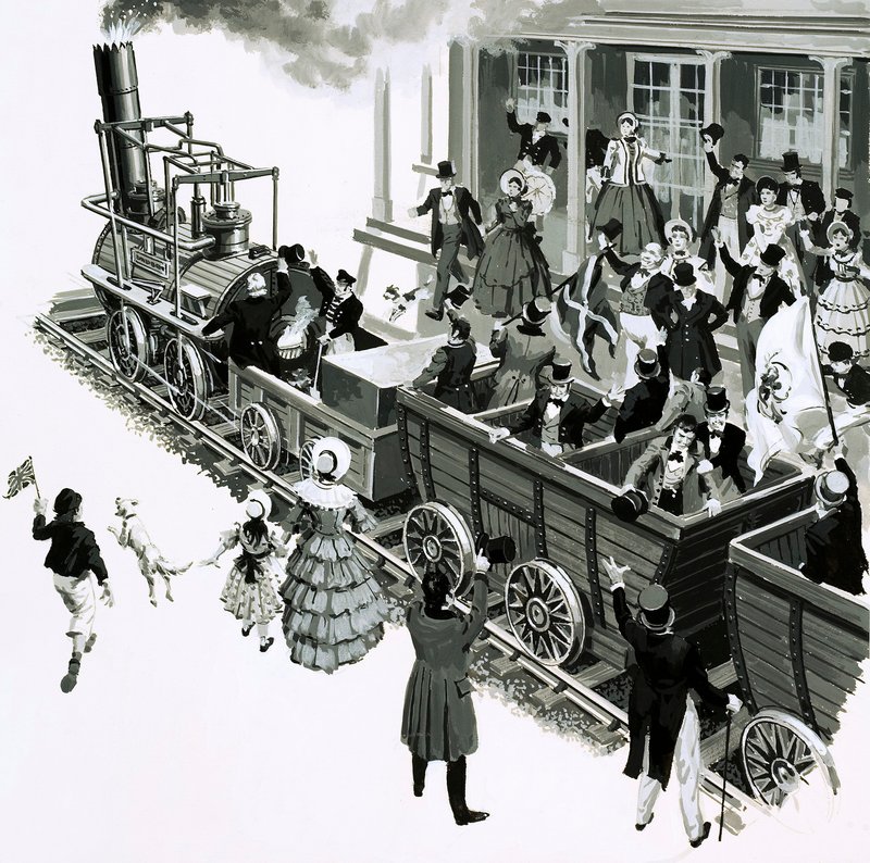 George Stephensons Lokomotive kam in Darlington an von English School