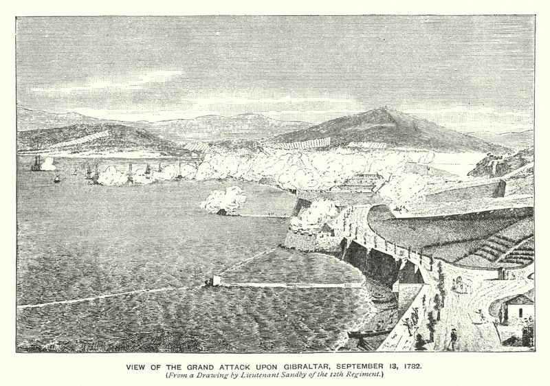 Gibraltar: Ansicht des großen Angriffs auf Gibraltar von English School