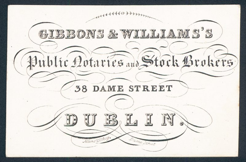 Gibsons & Williams, öffentliche Notare und Börsenmakler, Visitenkarte von English School