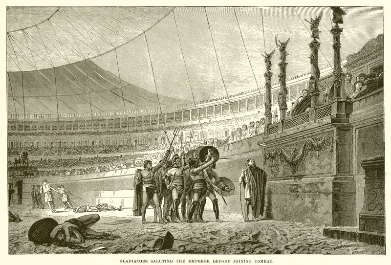 Gladiatoren grüßen den Kaiser vor dem Kampf von English School