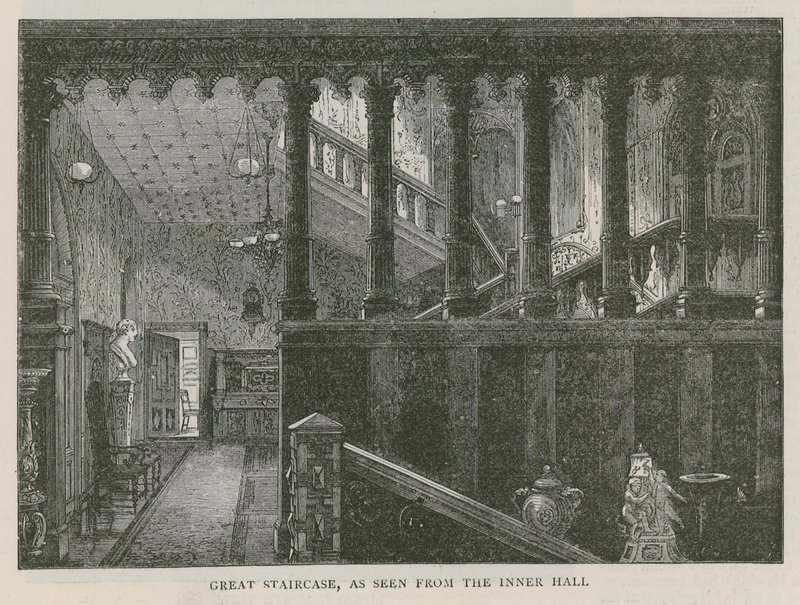 Große Treppe, gesehen von der inneren Halle, Holland House von English School