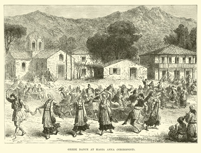Griechischer Tanz in Hagia Anna, Negropont von English School