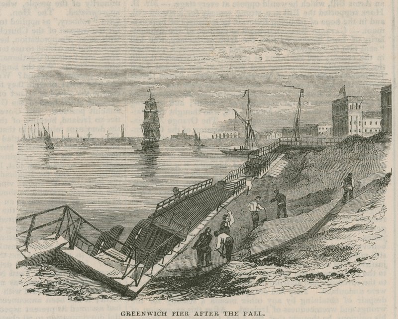 Greenwich Pier nach dem Einsturz von English School