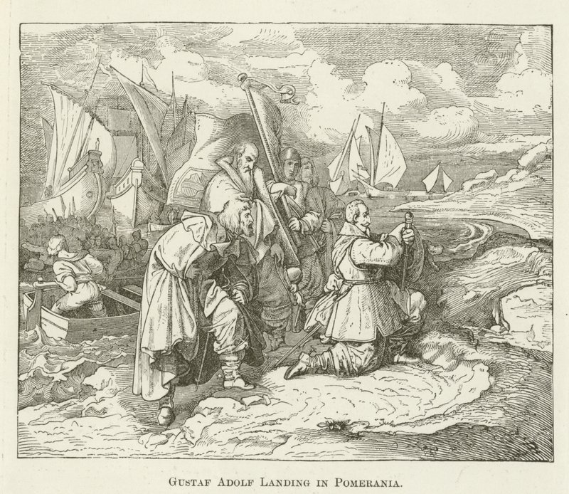 Gustav Adolf landet in Pommern von English School