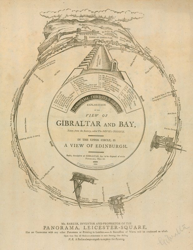 H. A. Barkers Ansicht von Gibraltar und der Bucht, Panorama, Leicester Square, London von English School