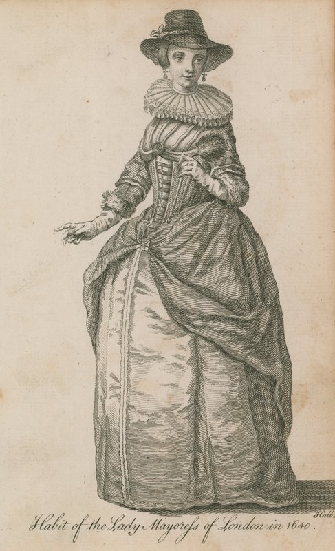 Kleidung der Lady Mayoress von London im Jahr 1640 von English School