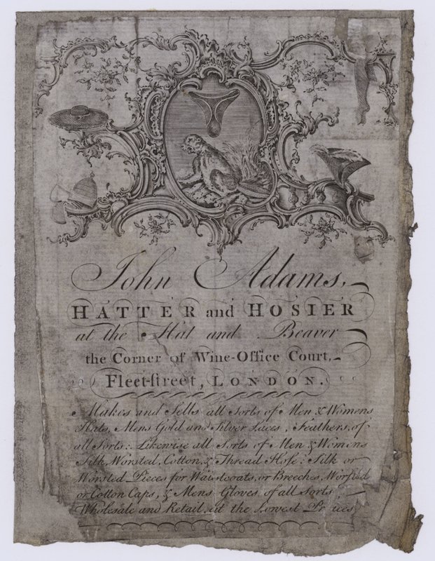 Hutmacher, John Adams, Visitenkarte von English School