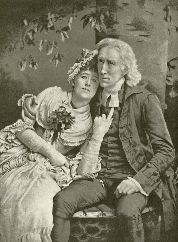 Henry Irving als Der Vikar und Ellen Terry als Olivia (Gravur) von English School