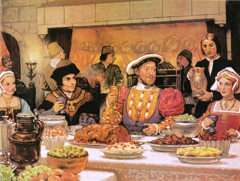Heinrich VIII. mit Sir Thomas More zu seiner Rechten von English School