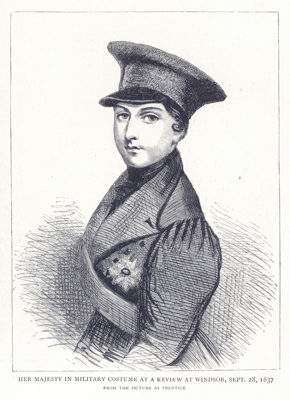 Ihre Majestät in Militäruniform bei einer Parade in Windsor, 28. September 1837 von English School