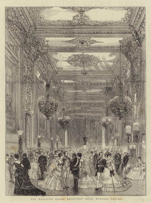 Der große Empfangsraum Ihrer Majestät, Windsor Castle (Stich) von English School