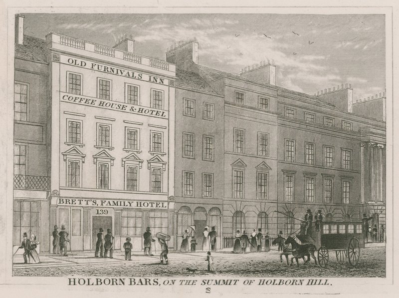 Holborn Bars, auf dem Gipfel des Holborn Hill von English School