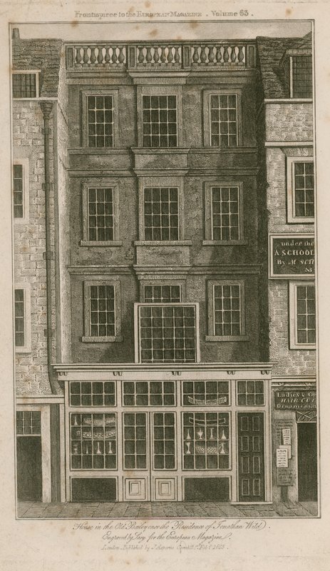 Haus im Old Bailey, einst die Residenz von Jonathan Wild von English School