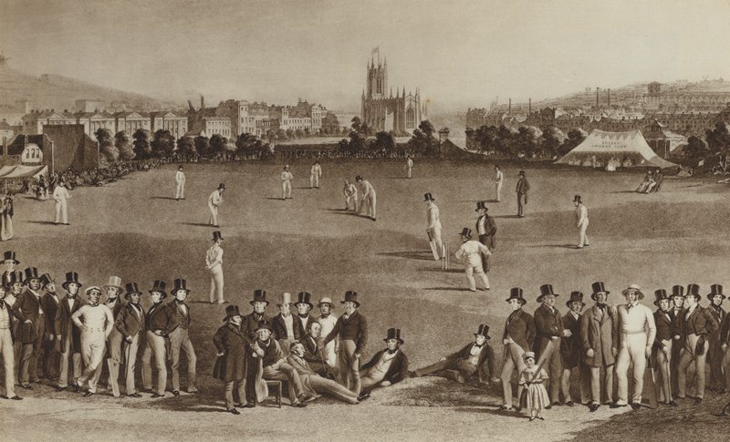 Wie sie Cricket spielten, als Königin Victoria jung war (Lithografie) von English School