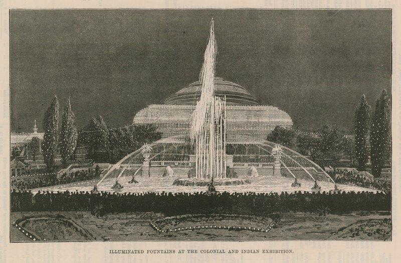 Illuminierte Brunnen auf der Kolonial- und Indien-Ausstellung von English School