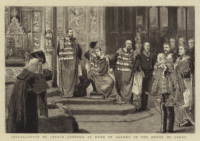 Einsetzung von Prinz Leopold als Herzog von Albany im House of Lords von English School