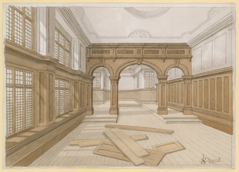 Innenansicht des alten Admiralty Court, Doctor Commons von English School