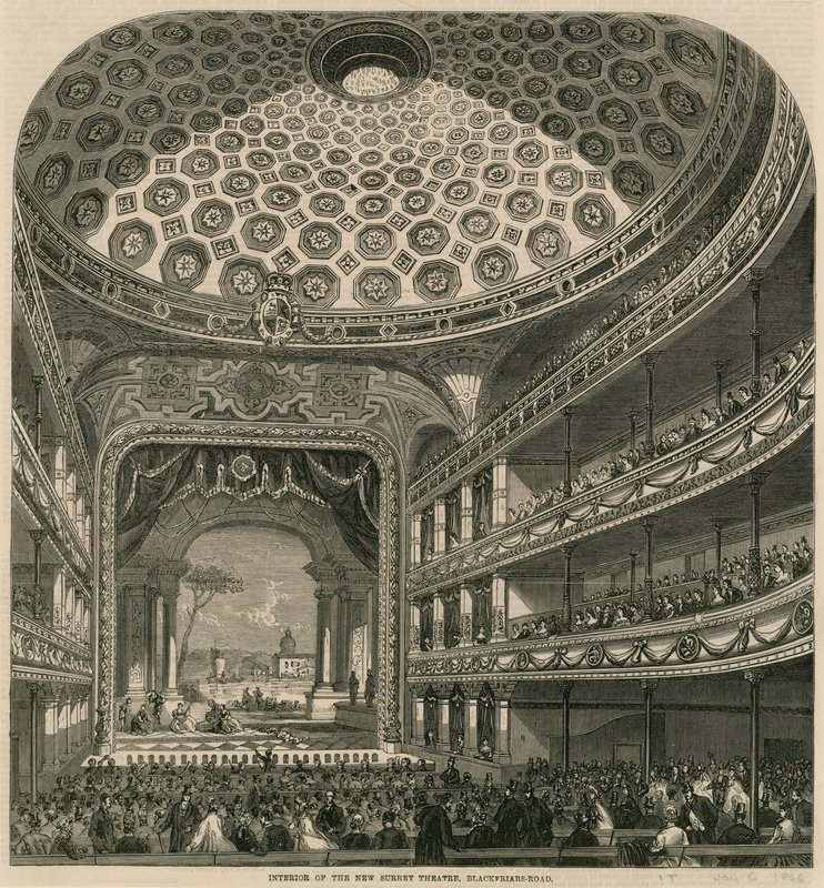 Innenansicht des Neuen Surrey Theaters, Blackfriars Road, London von English School