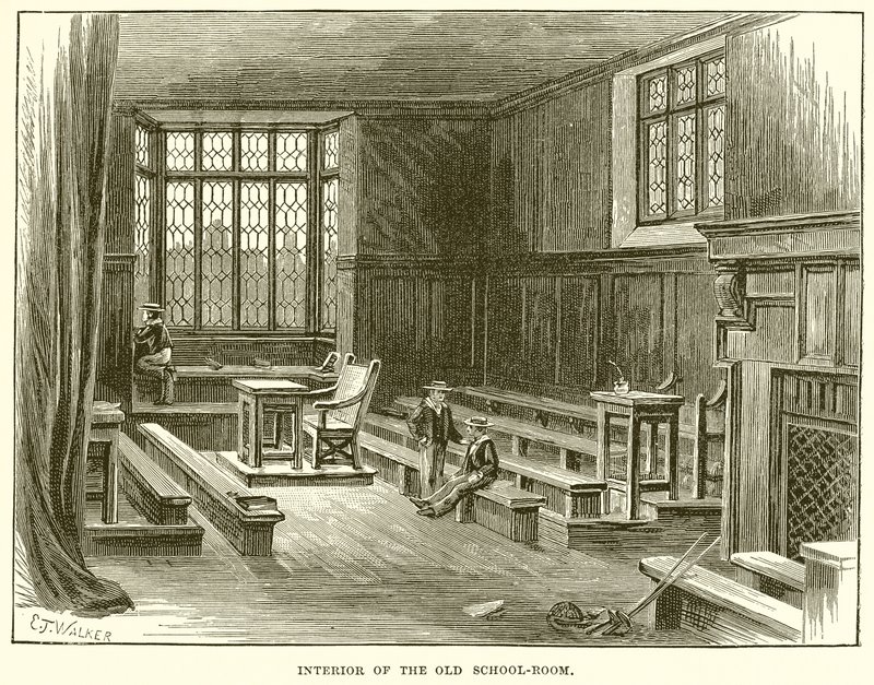Innenraum des alten Klassenzimmers von English School