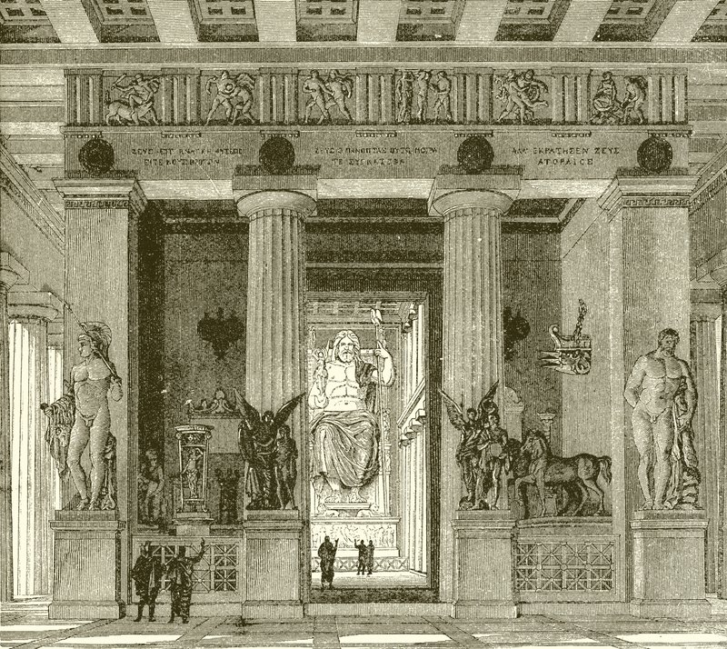 Innenansicht des prächtigen Tempels des Zeus in Olympia von English School