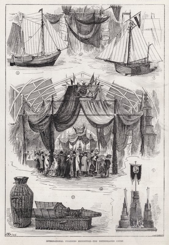 Internationale Fischereiausstellung, Der niederländische Hof (Gravur) von English School