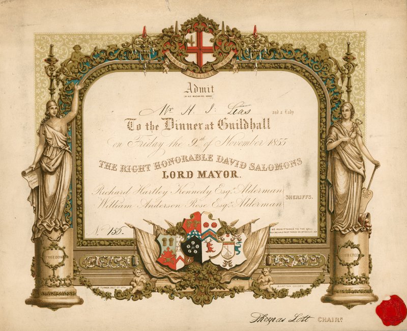 Einladung zu einem Bankett in der Guildhall, London, am 9. November 1855 von English School
