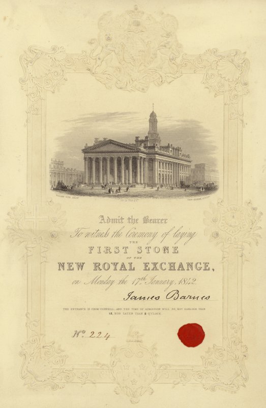 Einladung zur Grundsteinlegung der neuen Royal Exchange von English School