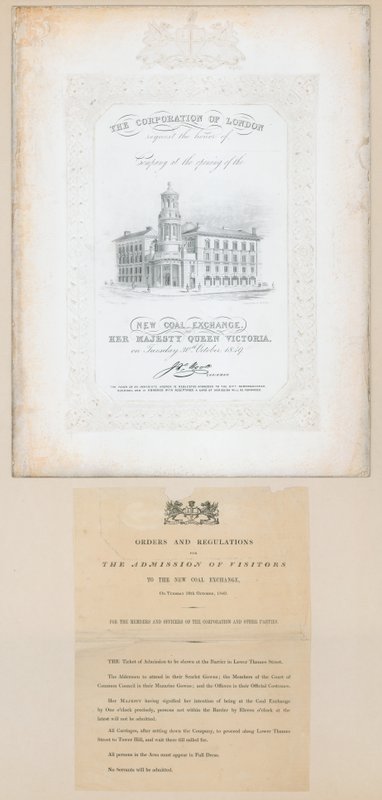 Einladung zur Eröffnung der neuen Kohlenbörse, 30. Oktober 1849 von English School
