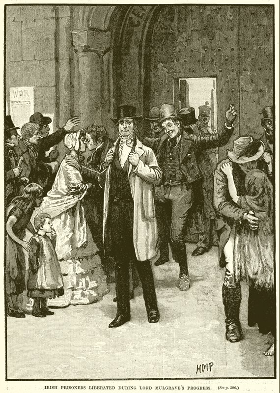 Irische Gefangene während des Fortschritts von Lord Mulgrave befreit von English School