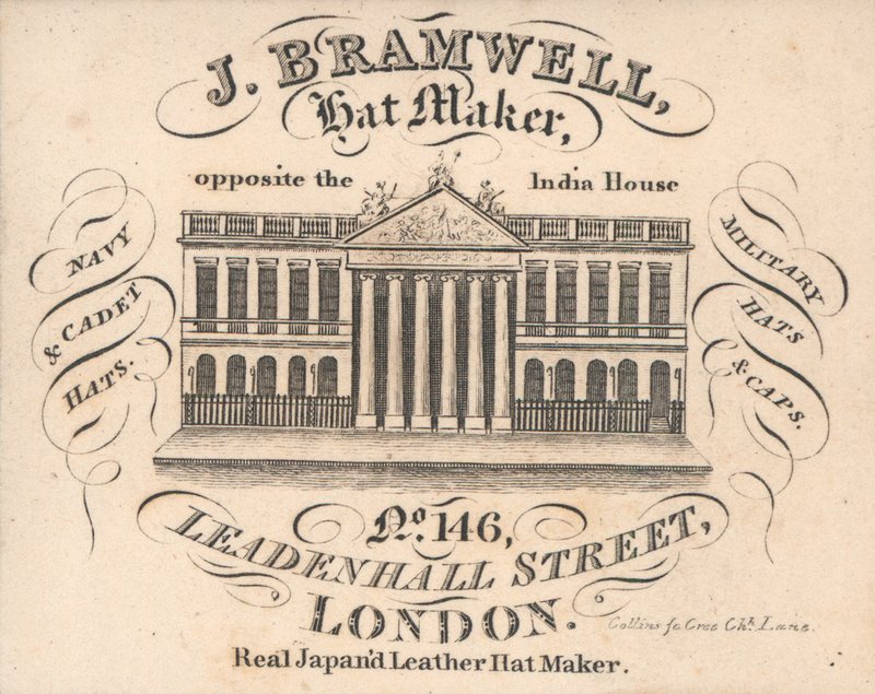 J. Branwell, Hutmacher, 146 Leadenhall Street, Visitenkarte von English School