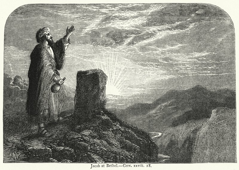Jakob in Bethel, Gen xxviii 18 (Gravur) von English School