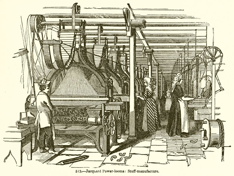 Jacquard-Kraftwebstühle: Stoffherstellung von English School