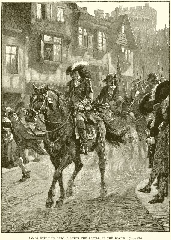 James betritt Dublin nach der Schlacht am Boyne von English School