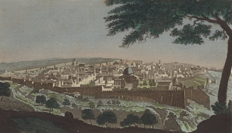 Jerusalem vom Tal Josaphat (farbiger Stich) von English School