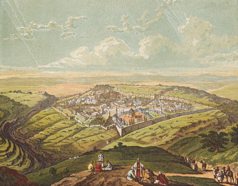 Jerusalem wird als eine Stadt gebaut, die fest zusammengefügt ist (Farblithografie) von English School