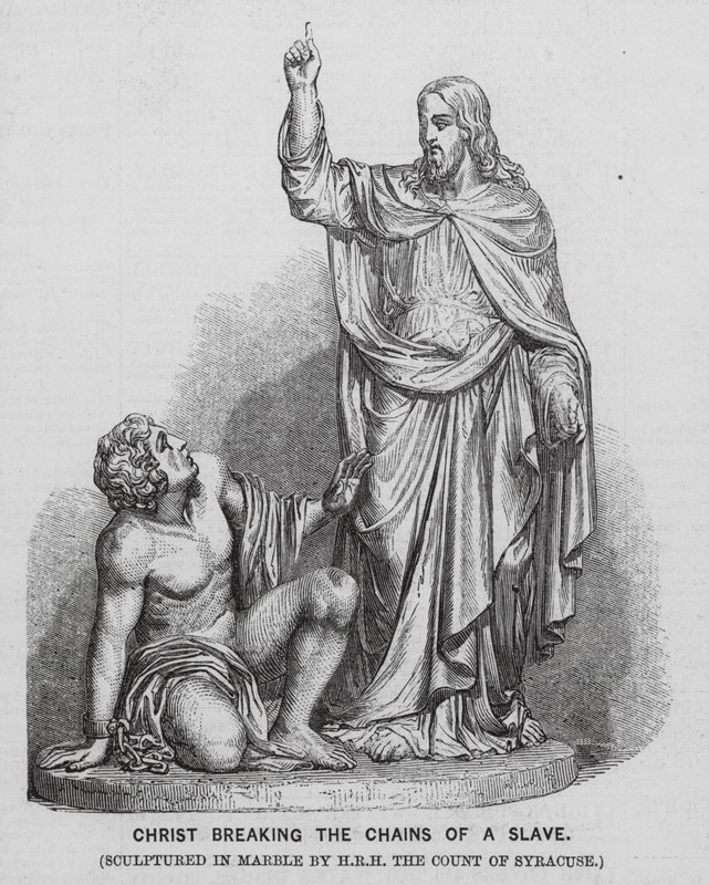 Jesus Christus zerbricht die Ketten eines Sklaven von English School
