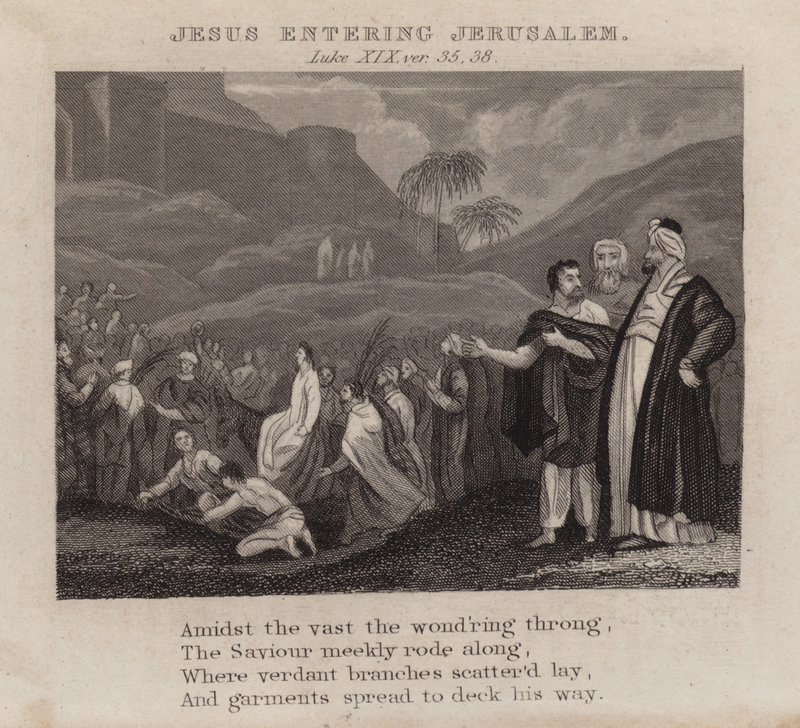 Jesus zieht in Jerusalem ein, Lukas XIX, Vers 35, 38 von English School