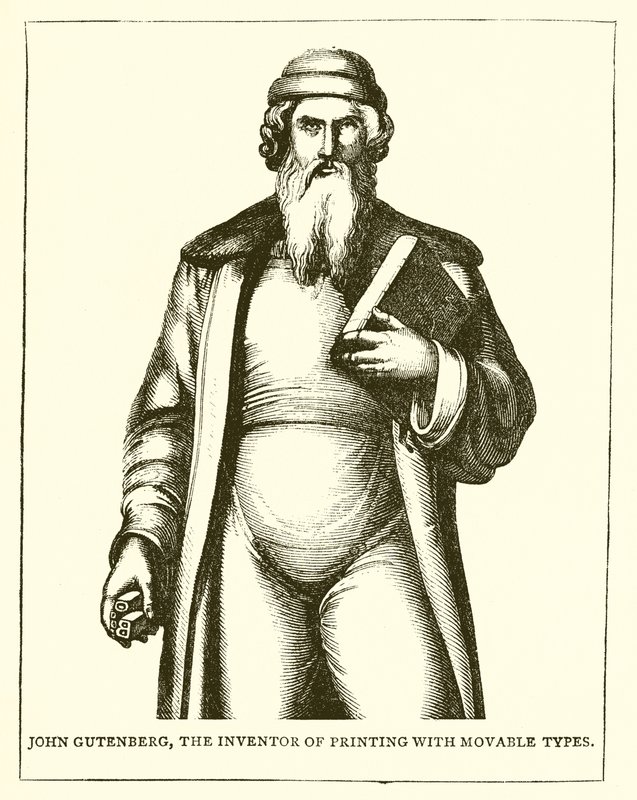 Johannes Gutenberg, der Erfinder des Buchdrucks mit beweglichen Lettern von English School