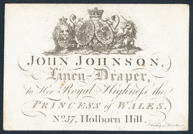John Johnson, Leinenhändler, Visitenkarte von English School