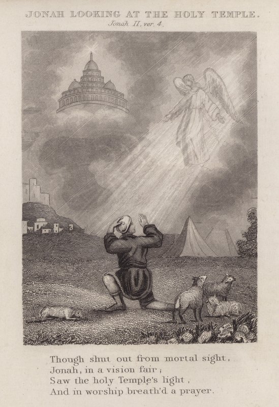 Jona blickt auf den Heiligen Tempel, Jona II, Vers 4 von English School