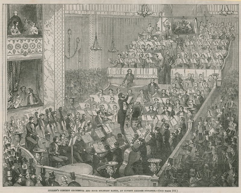 Julliens Konzertorchester und vier Militärkapellen im Covent Garden Theatre von English School