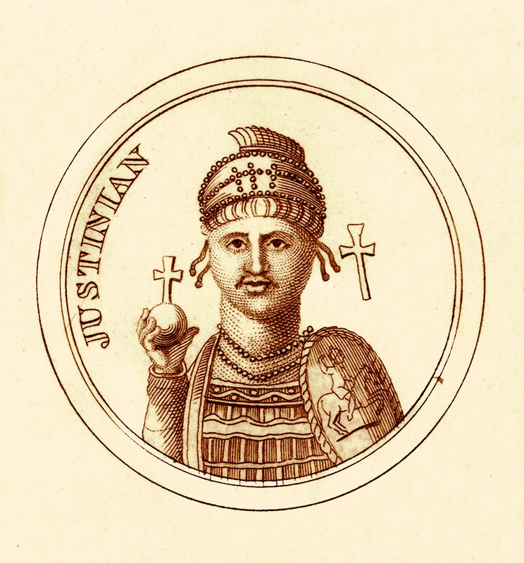 Justinian, Illustration aus Das universelle historische Wörterbuch von George Crabb, veröffentlicht 1825 von English School