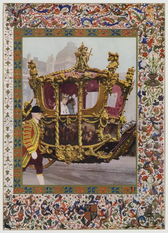 König George V und Königin Mary in der Staatskutsche von English School