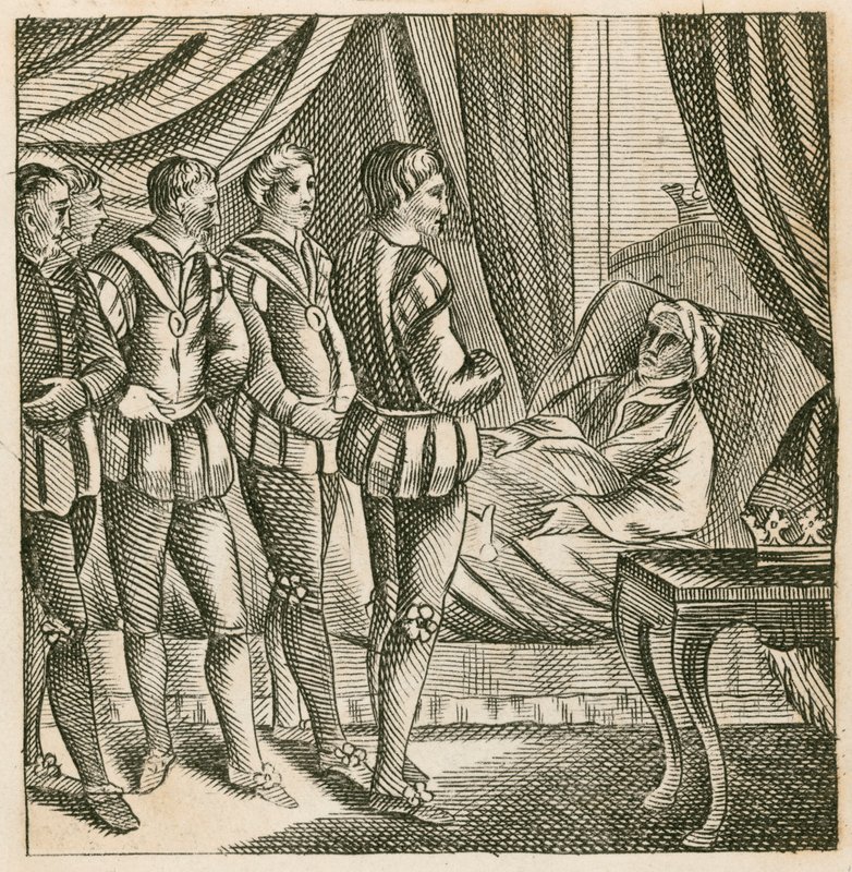 König Heinrich V. übergibt sein Testament an den Herzog von Bedford von English School